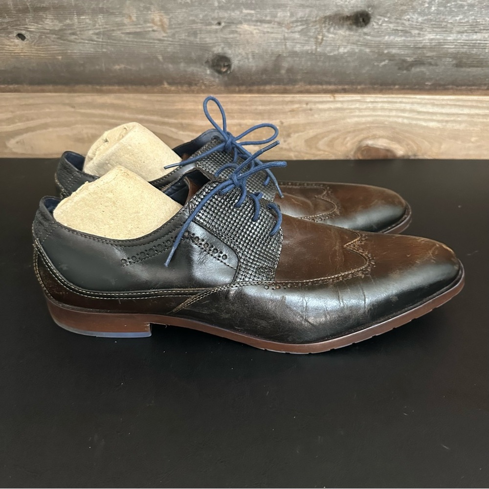 Stacy Adam’s Dress Shoes Wing Tip Oxford Tan/Burgundy Leather Lace Up Mens’s 15M - Picture 4 of 10